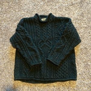 Carraig Donn Irish Wool Mock Neck Fisherman’s Sweater
